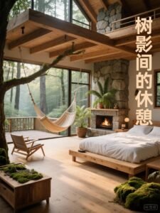森林小屋内部全景